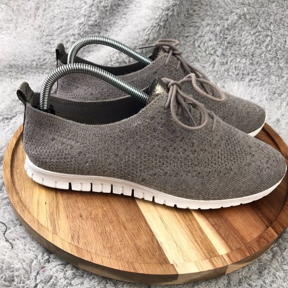 Cole Haan ZeroGrand Wool Stitchlite Wingtip Oxford Womens 9.5B Gray Knit Sneaker